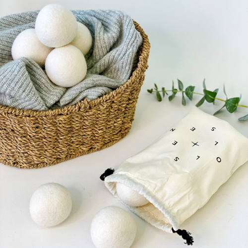 Bag of 6 wool dryer balls - White