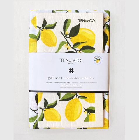 Gift Set - Citrus Lemon Swedish Sponge Cloth & Tea Towel