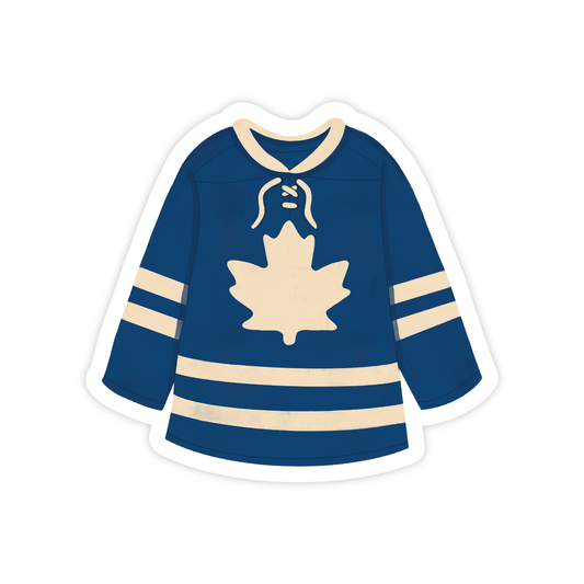 Blue & White Leaf Hockey Jersey Vinyl Sticker