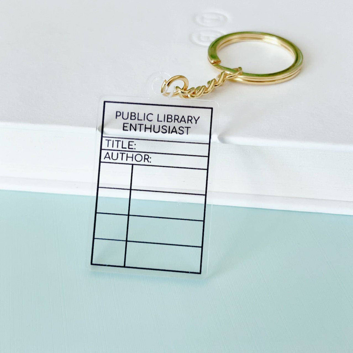 Keychain Library Sign Transparent Library Enthusiast Keychain – Champagne Lemonade