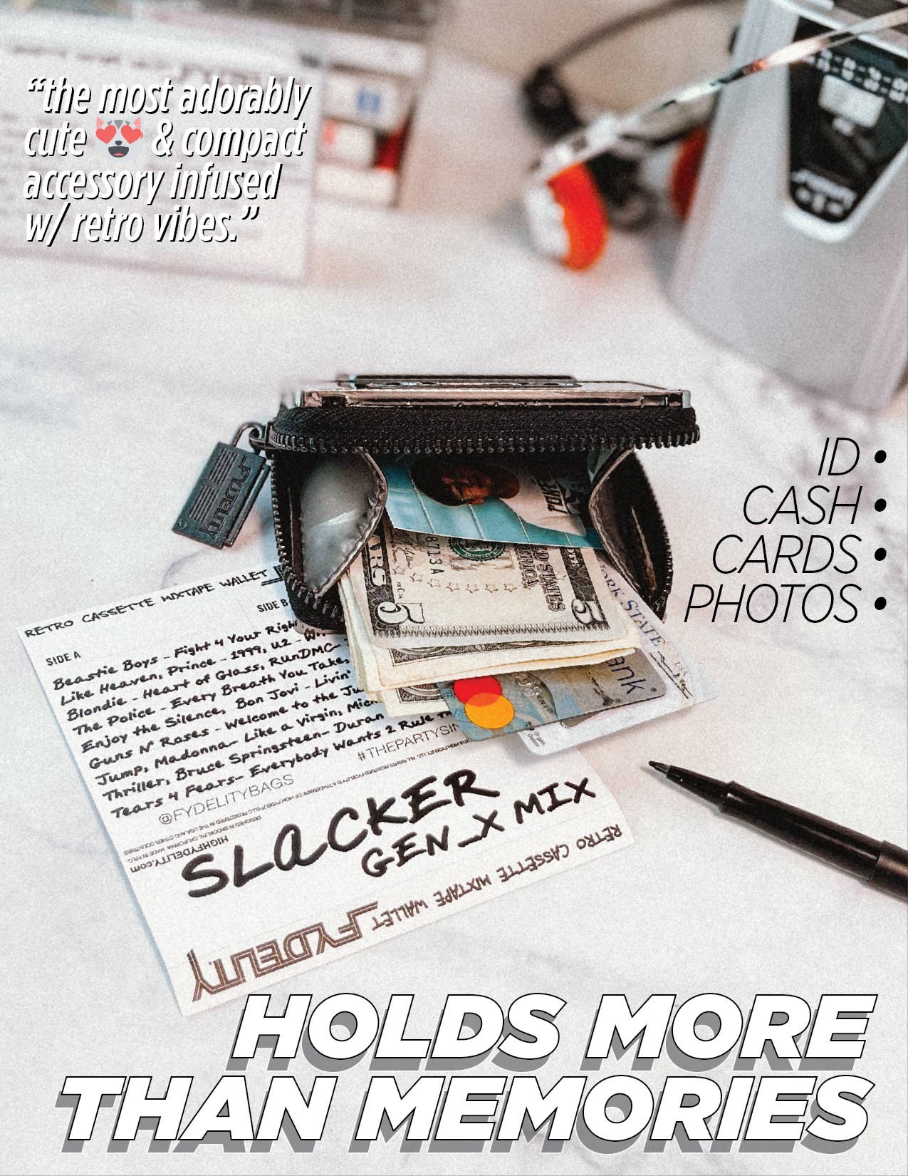 Retro Cassette Wallet | Black