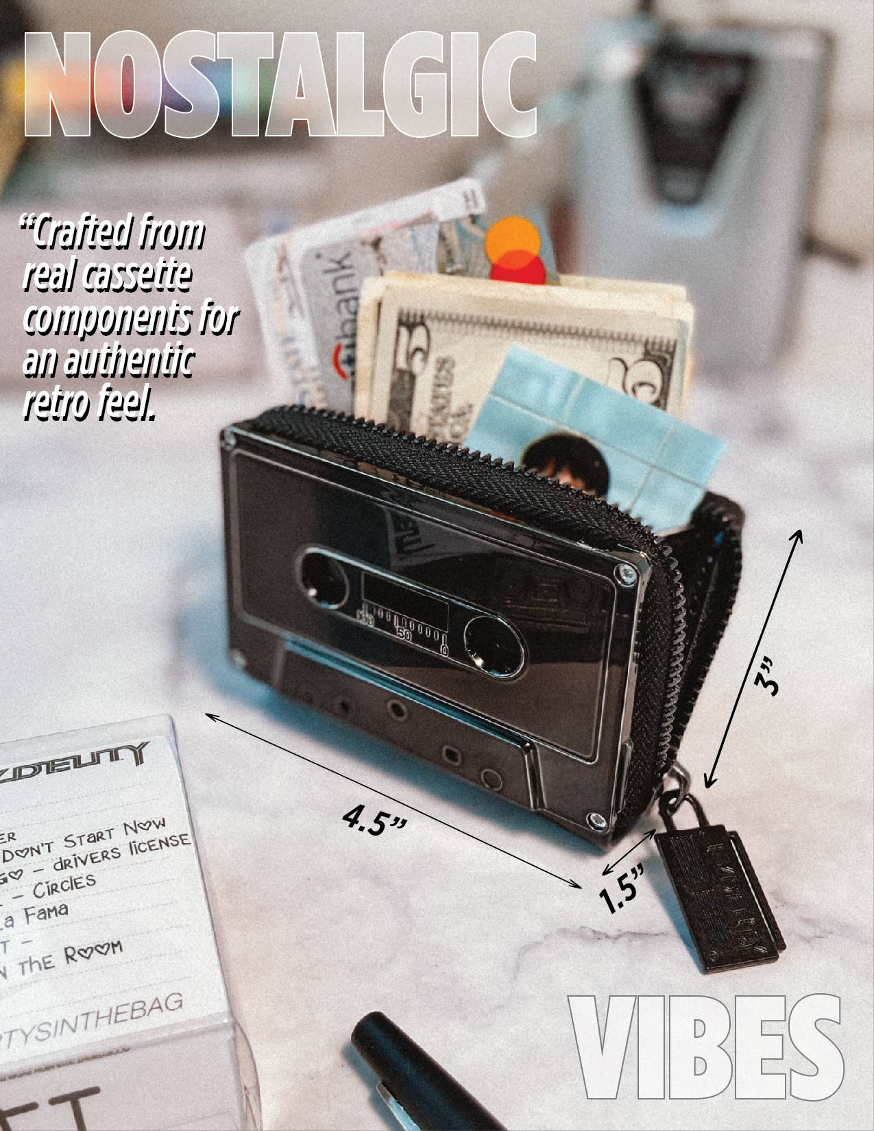 Retro Cassette Wallet | Black