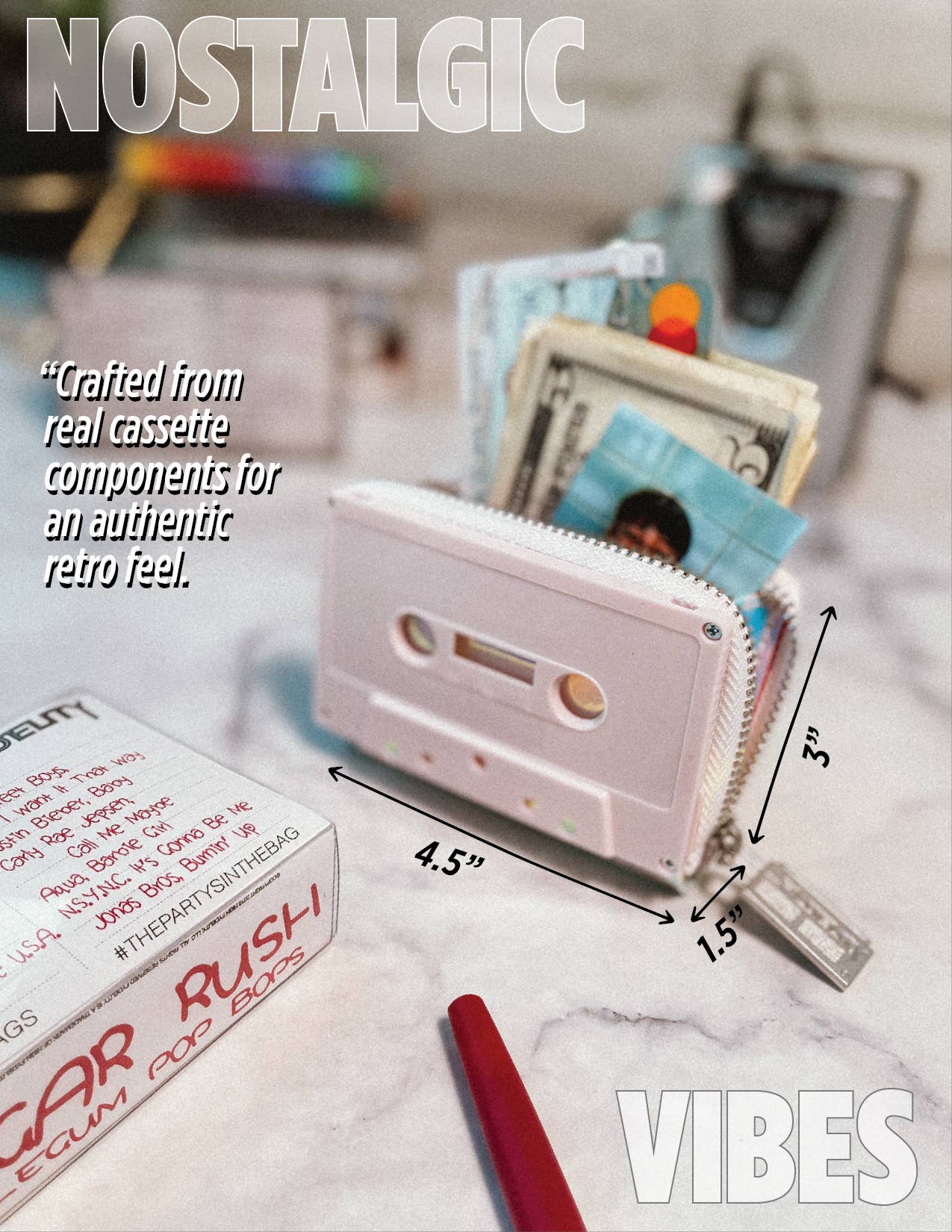 Retro Cassette Wallet | Pink