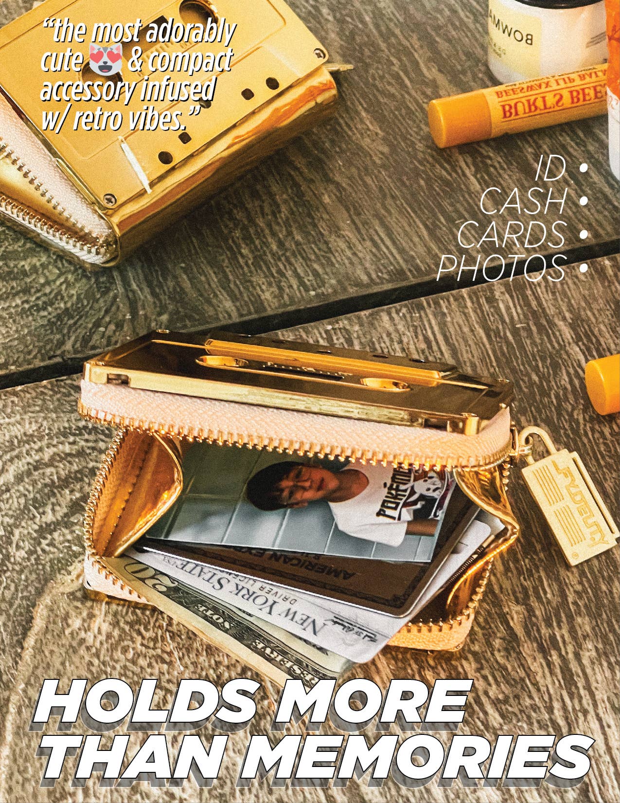 Retro Cassette Wallet | Gold