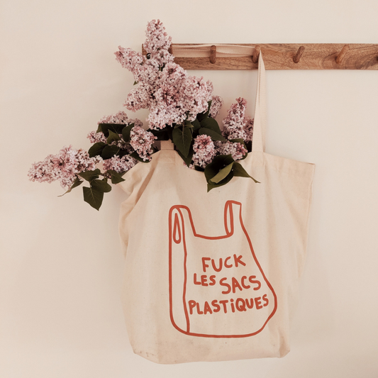 Fuck Plastique French Printed Cotton Tote Bag