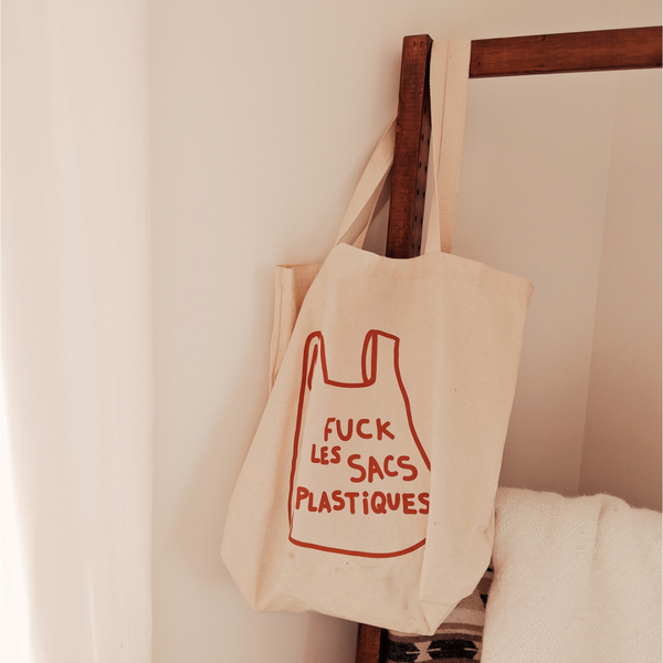 Fuck Plastique French Printed Cotton Tote Bag