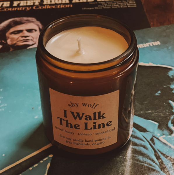 I Walk the Line Candle - Johnny Cash Inspired - Honey, Oud
