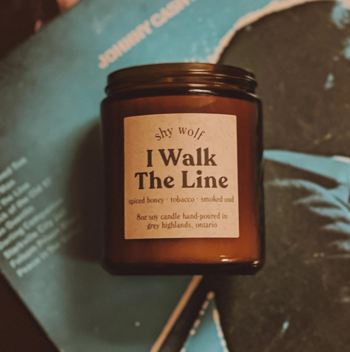 I Walk the Line Candle - Johnny Cash Inspired - Honey, Oud