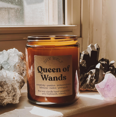 Tarot Card Candle - Queen of Wands - Hibiscus, Pineapple