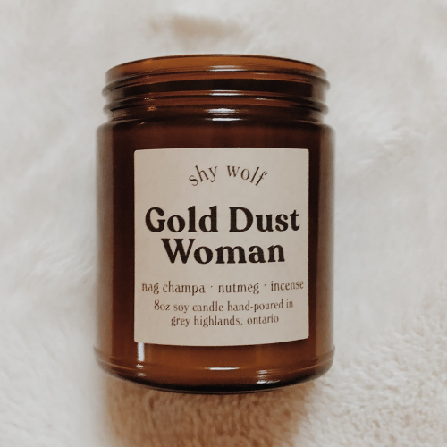 Gold Dust Woman Soy Candle - Incense, Nag Champa, Nutmeg