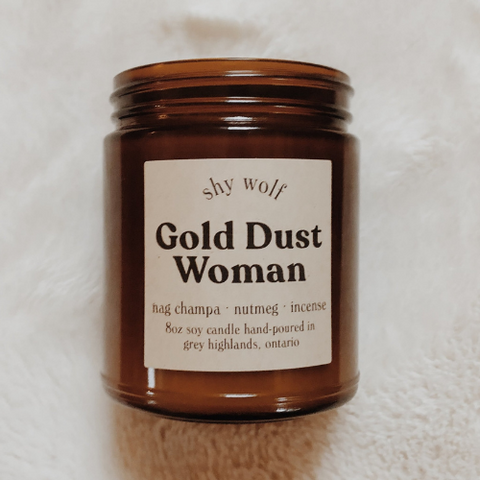 Gold Dust Woman Soy Candle - Incense, Nag Champa, Nutmeg