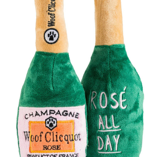 Woof Clicquot Rose' Champagne Bottle